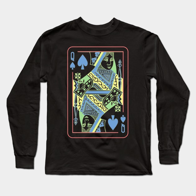 Queen of Spades Night Mode Long Sleeve T-Shirt by inotyler